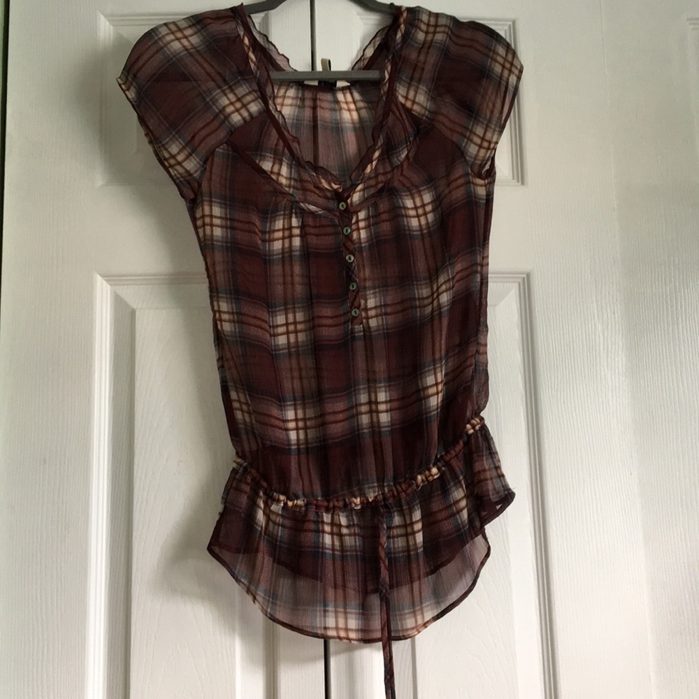 Plaid sheer top